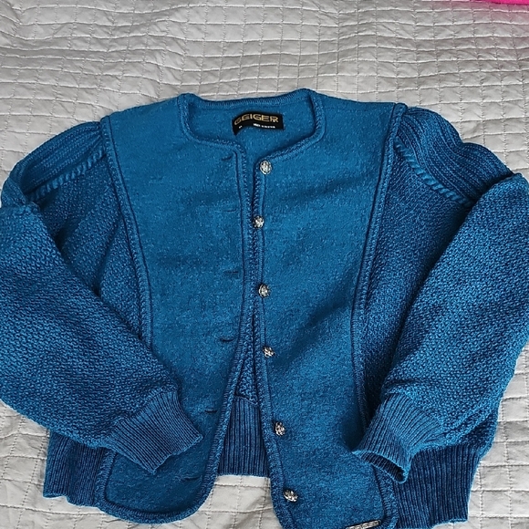 Blue Geiger Cardigan Sweater - Picture 1 of 10